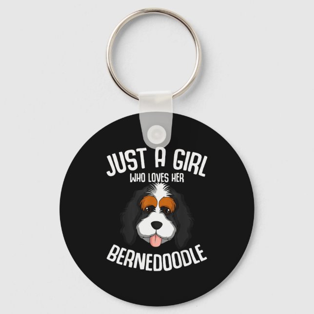 Just A Girl Who Loves Her Bernedoodle Dog Girls  Key Ring (Front)