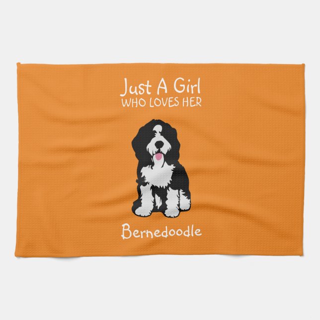 Just a girl who loves her Bernedoodle Tea Towel (Horizontal)