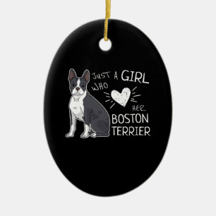 Just A Girl Who Loves Her Boston Terrier Premium Ceramic Tree Decoration