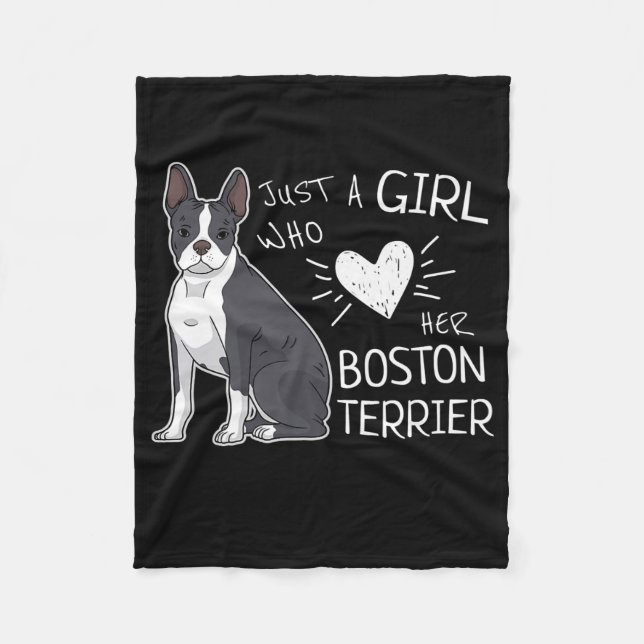 Just A Girl Who Loves Her Boston Terrier Premium Fleece Blanket (Front)