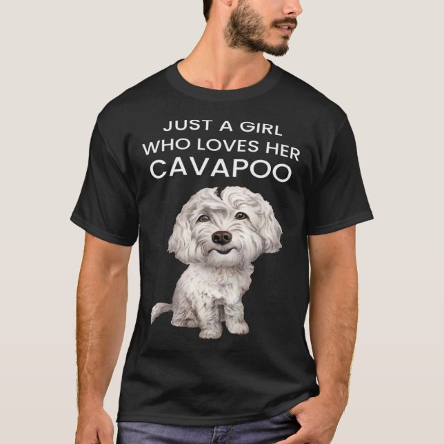 Just a Girl Who Loves Her Cavapoo White Cavapoo Pu T-Shirt (Front)