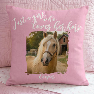 Just a Girl Who Loves Her Horse Pink Custom Cushion