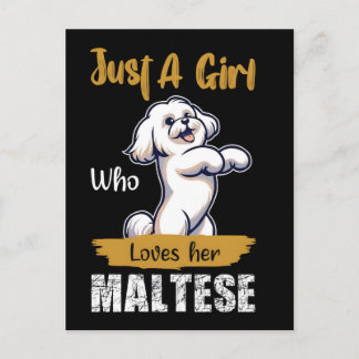 Just a girl who loves her maltese typography 2026 holiday postcard