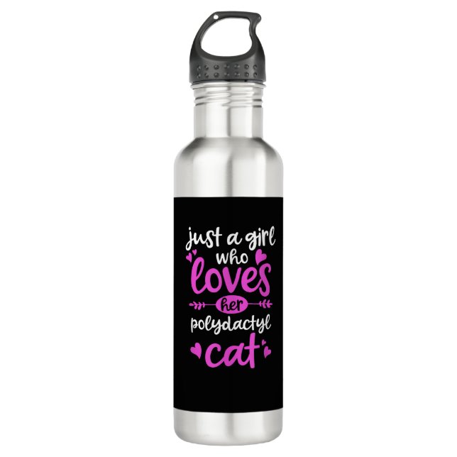 Just a Girl Who Loves Her Polydactyl Cat 710 Ml Water Bottle (Front)