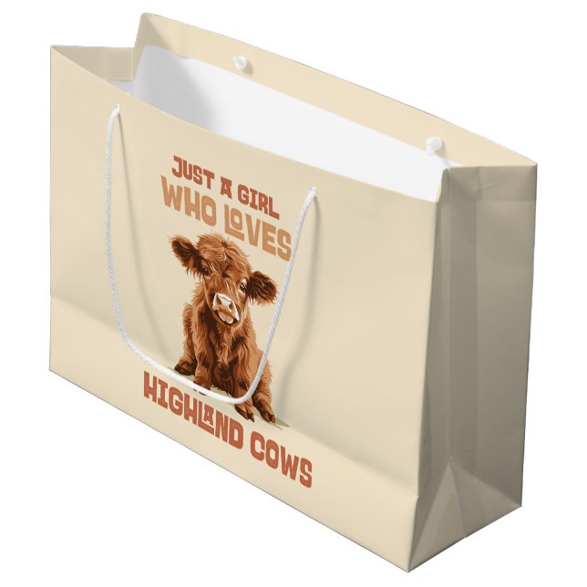 Just a girl who loves Highland Cows Large Gift Bag (Front Angled)