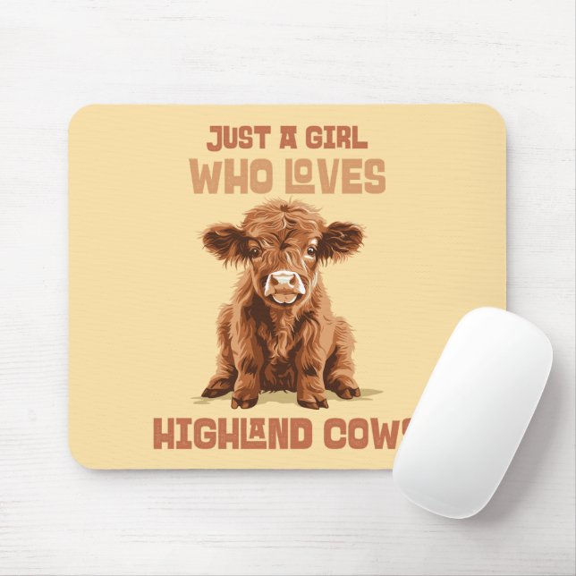 Just a girl who loves Highland Cows Mouse Mat (With Mouse)