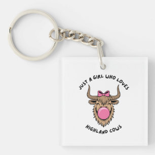 Just a Girl Who Loves Highland Cows Scottish Key Ring