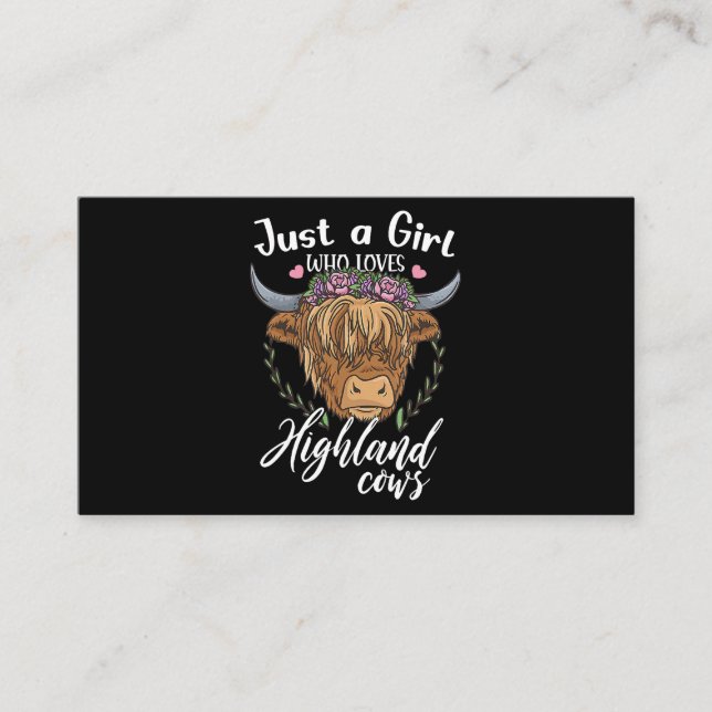 Just A Girl Who Loves Highland Cows Scottish Weste Business Card (Front)
