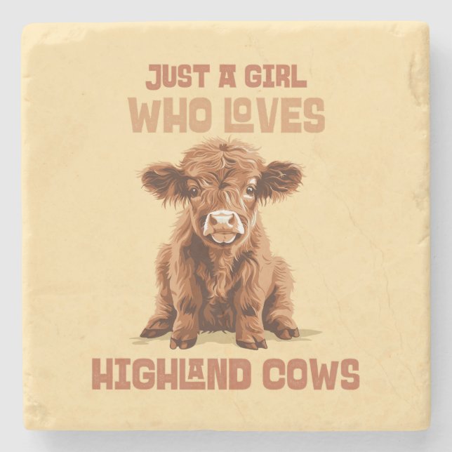 Just a girl who loves Highland Cows Stone Coaster (Front)
