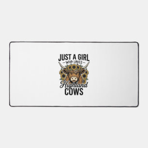 Just A Girl Who Loves Highland Cows Vintage Design Desk Mat