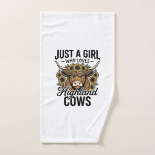 Just A Girl Who Loves Highland Cows Vintage Design Hand Towel
