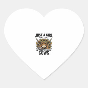 Just A Girl Who Loves Highland Cows Vintage Design Heart Sticker