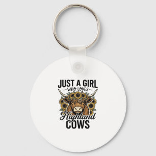 Just A Girl Who Loves Highland Cows Vintage Design Key Ring