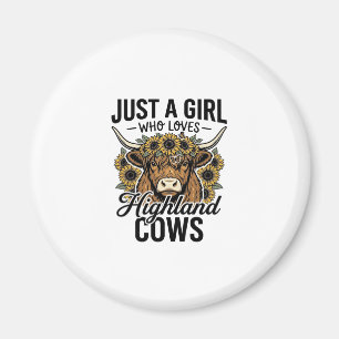 Just A Girl Who Loves Highland Cows Vintage Design Magnet