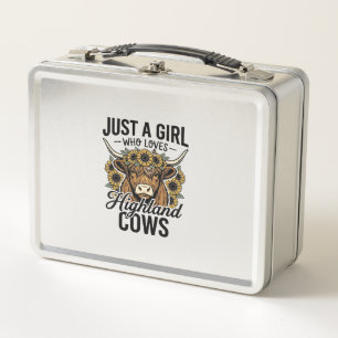 Just A Girl Who Loves Highland Cows Vintage Design Metal Lunch Box