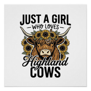 Just A Girl Who Loves Highland Cows Vintage Design Poster
