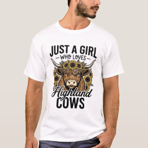 Just A Girl Who Loves Highland Cows Vintage Design T-Shirt