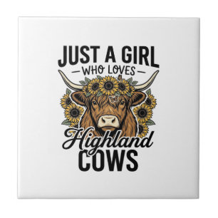 Just A Girl Who Loves Highland Cows Vintage Design Tile