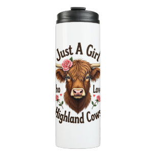Just A Girl Who Loves Highland Cows Vintage Floral Thermal Tumbler