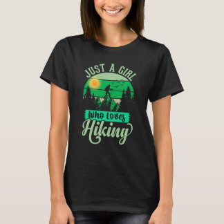 Just a Girl Who Loves Hiking | Retro Mountain T-Shirt