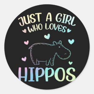 Just A Girl Who Loves Hippos Classic Round Sticker