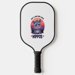 Just a Girl Who Loves Hippos - Cute Baby Hippo Moo Pickleball Paddle