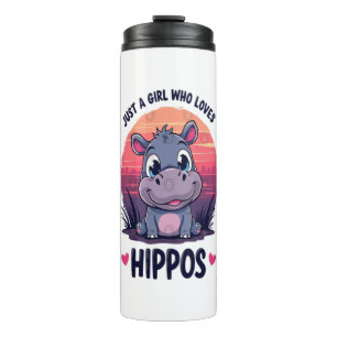 Just a Girl Who Loves Hippos - Cute Baby Hippo Moo Thermal Tumbler