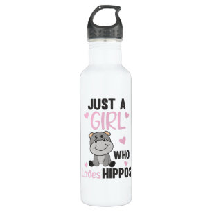 Just A Girl Who Loves Hippos Cute Hippo 710 Ml Water Bottle