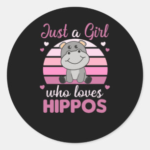 Just A Girl Who Loves Hippos Cute Hippo Classic Round Sticker