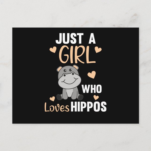Just A Girl Who Loves Hippos Cute Hippo Postcard (Front)