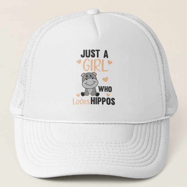 Just A Girl Who Loves Hippos Cute Hippo Trucker Hat (Front)
