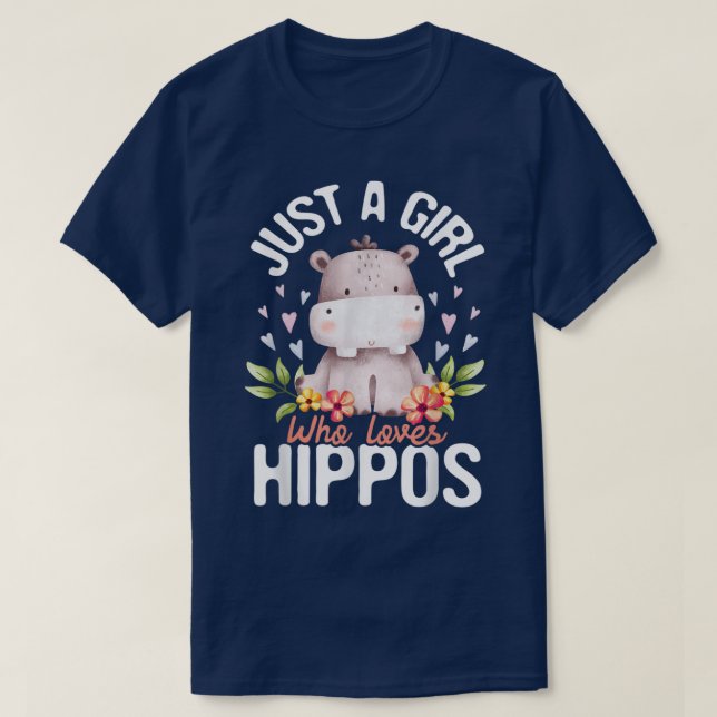 Just A Girl Who Loves Hippos  Hippopotamus Hippo L T-Shirt (Design Front)