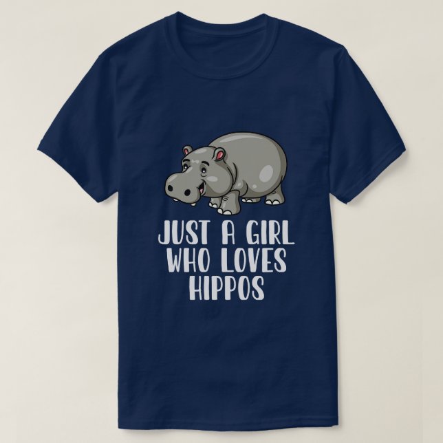 Just A Girl Who Loves Hippos T-Shirt (Design Front)