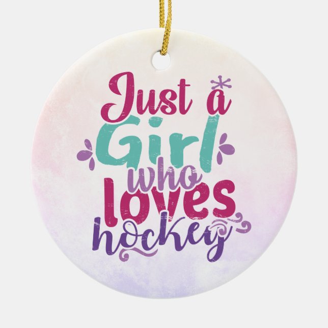 Just A Girl Who Loves Hockey Ceramic Tree Decoration (Front)