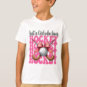 Just A Girl Who Loves Hockey Coquette Bow T-Shirt