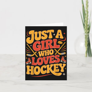 Just a girl who loves hockey cute stick and puck  card