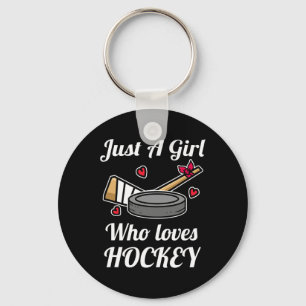 Just A Girl Who Loves Hockey Funny Ice Hockey Girl Key Ring