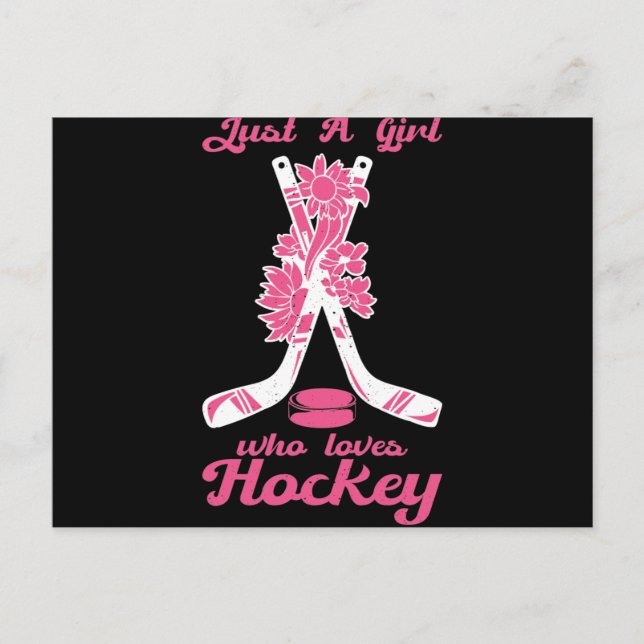 Just A Girl Who Loves Hockey Stick Puck Sport Postcard (Front)