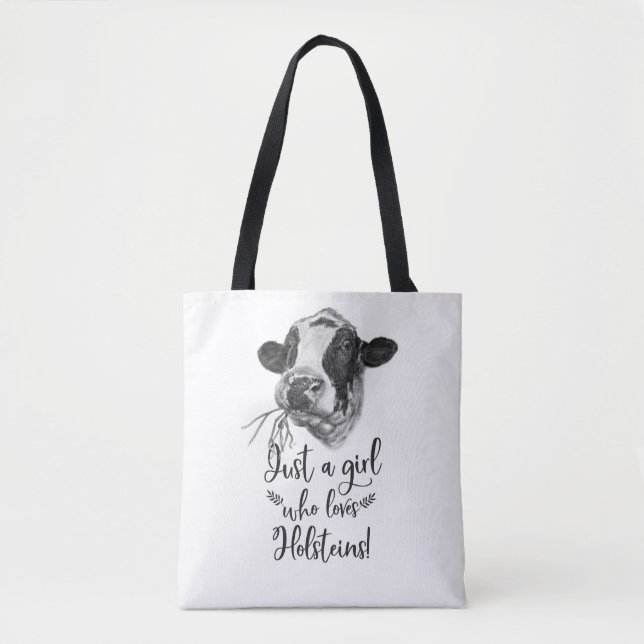 Just A Girl Who Loves Holstein Cows Tote Bag (Front)