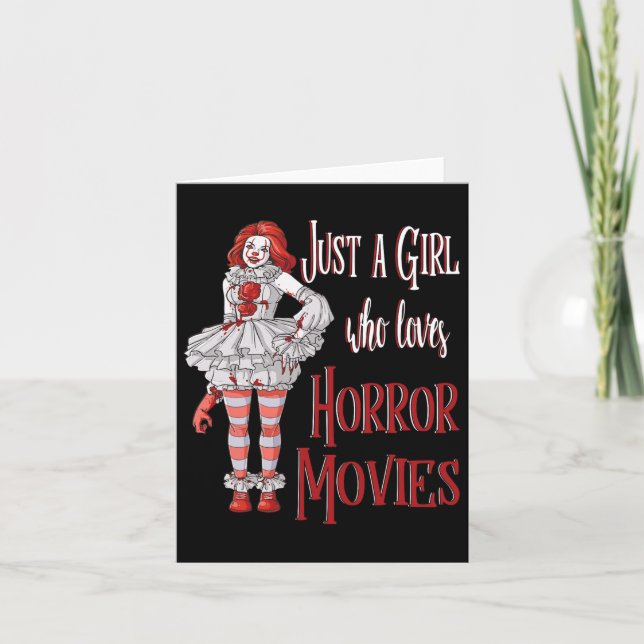 Just A Girl Who Loves Horror Movies Clown Hallowee Card (Front)