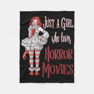 Just A Girl Who Loves Horror Movies Clown Hallowee Fleece Blanket