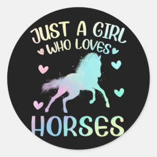 Just A Girl Who Loves Horse Classic Round Sticker