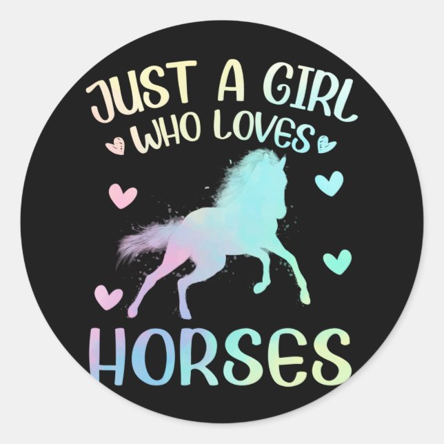 Just A Girl Who Loves Horse Classic Round Sticker (Front)