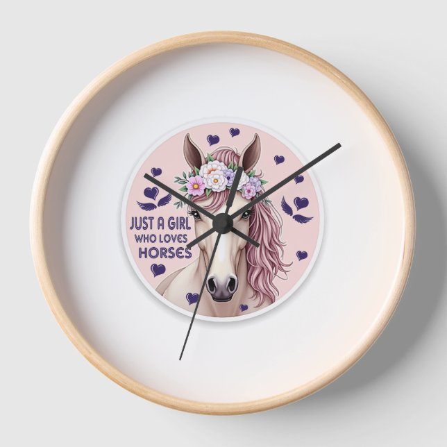 Just a Girl Who Loves Horses (2) Clock (Front)