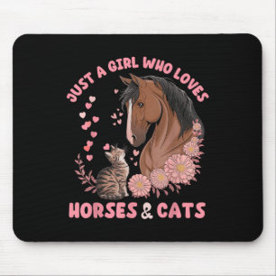 Just A Girl Who Loves Horses And Cats Cute Animal Mouse Mat