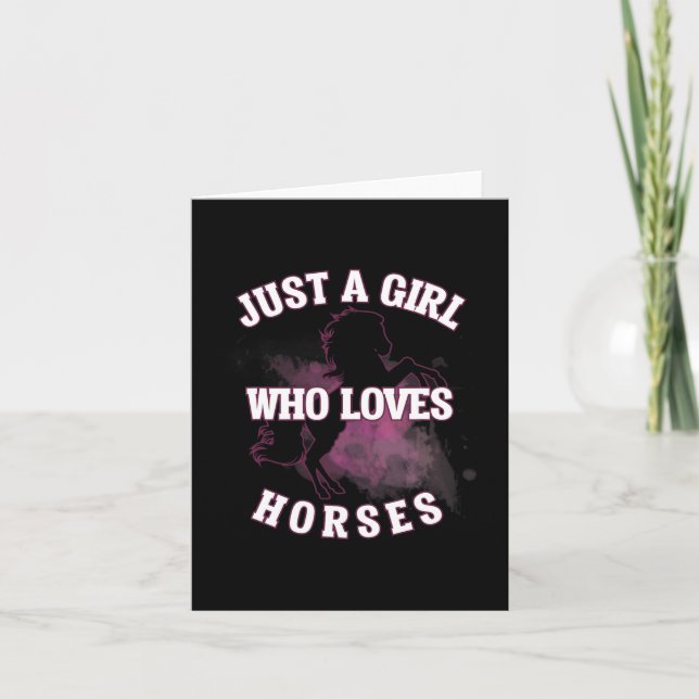 Just A Girl Who Loves Horses Athletic Ride T Shirt Card (Front)