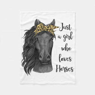 Just A Girl Who Loves Horses Bandanna Horseback Ri Fleece Blanket