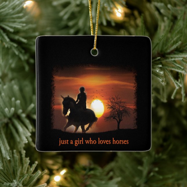 just a girl who loves horses ceramic ornament (Tree)