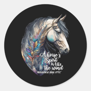 Just A Girl Who Loves Horses Co. Womens Black Bohe Classic Round Sticker