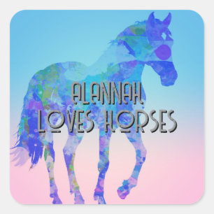 Just a girl who loves horses custom square sticker